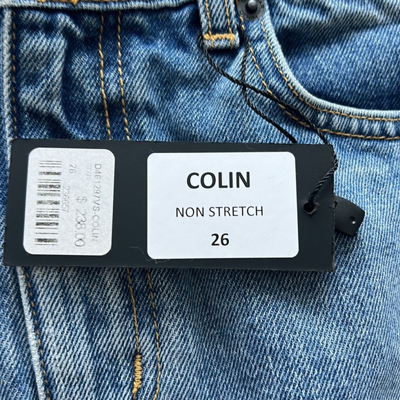 jean skirt with red stars with black and white outline, fringy on the bottom - Picture 4 of 6